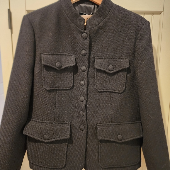 Mango Black Women's Pocket Tweed Jacket XL NWT - Picture 3 of 6